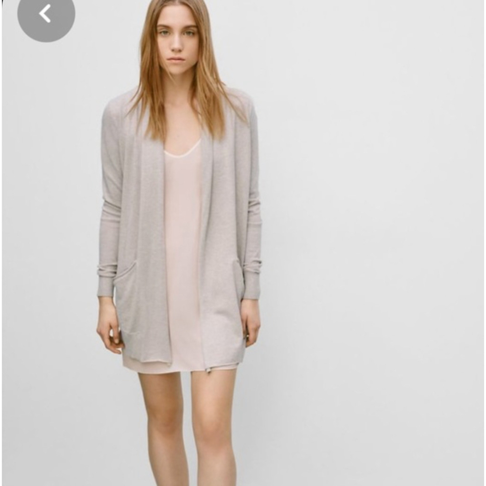 ARITZIA T. BABATON 100% Linen Open Front Cardigan, Lightweight Beige Oat, Small